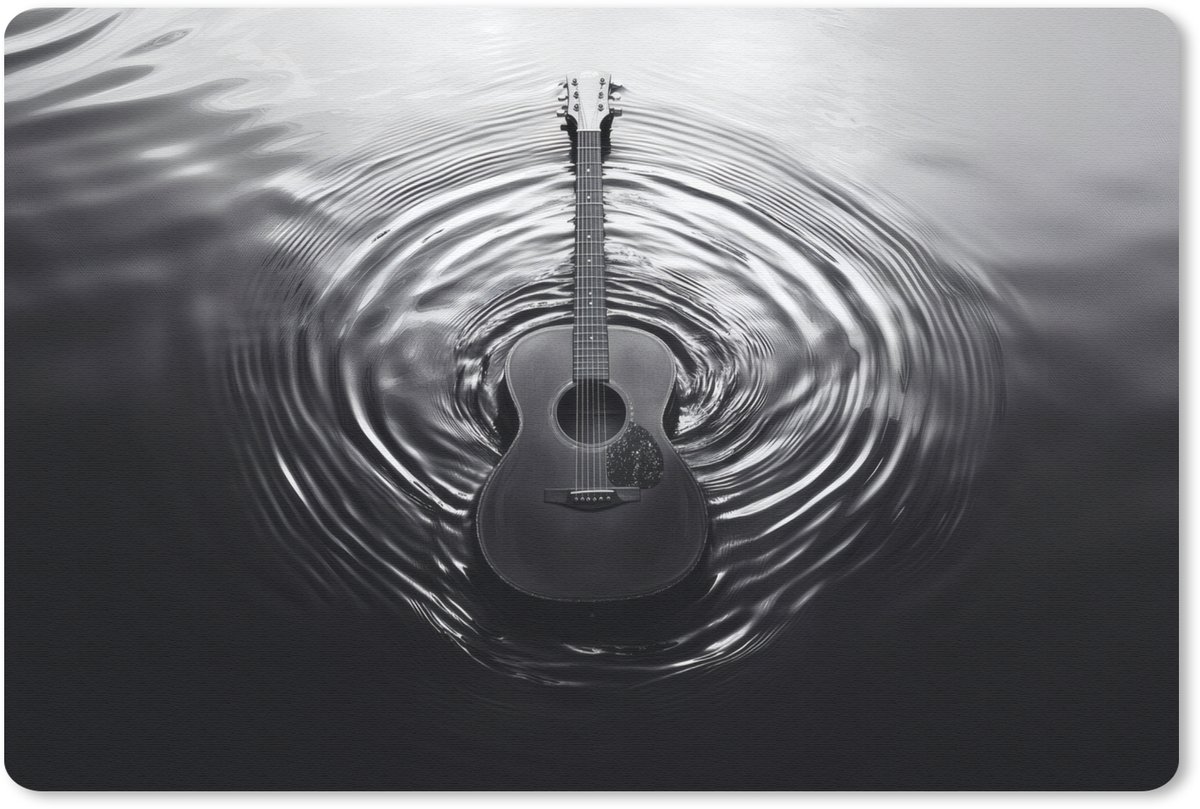 Muismat 27x18 cm - Mousepad Gitaar - Hout - Water - Muismatten