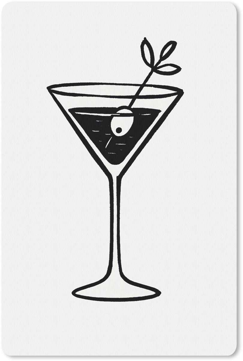 Muismat 18x27 cm - Mousepad Cocktail - Glas - Olijf - Minimalistisch - Muismatten