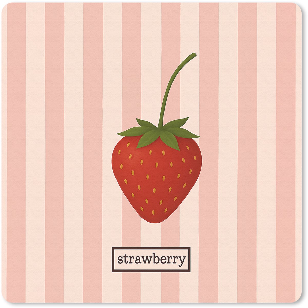 Muismat 20x20 cm - Mousepad Aardbei - Strepen - Minimalistisch - Rood - Muismatten