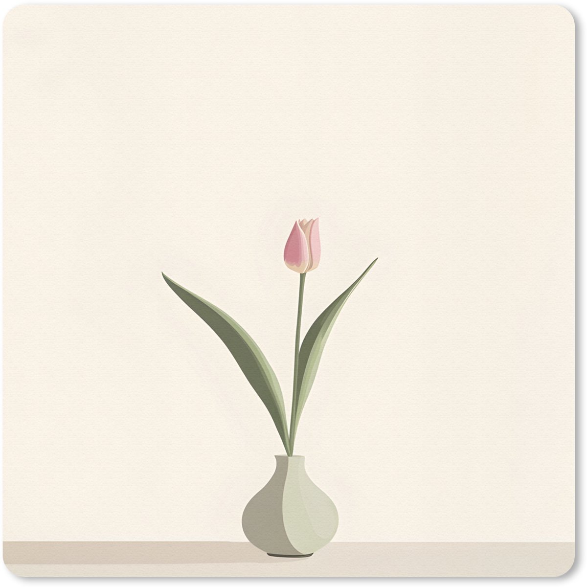 Muismat 30x30 cm - Mousepad Tulp - Vaas - Beige - Muismatten