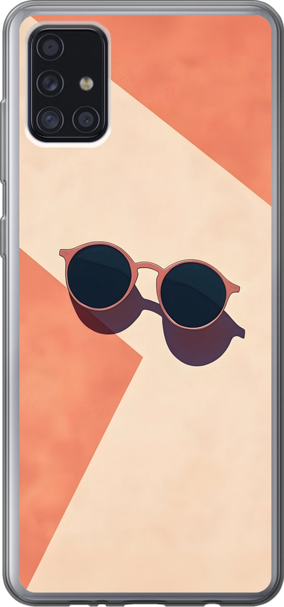 Telefoonhoesje Geschikt voor Samsung Galaxy A52 5G hoesje - Zonnebril - Schaduw - Oranje - Minimalistisch - Siliconen Telefoonhoesje Telefoonhoesje