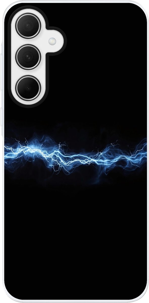 Telefoonhoesje Geschikt voor Samsung Galaxy A35 hoesje - Gaming - Bliksemflits - Blauw - Energie - Siliconen Telefoonhoesje Telefoonhoesje
