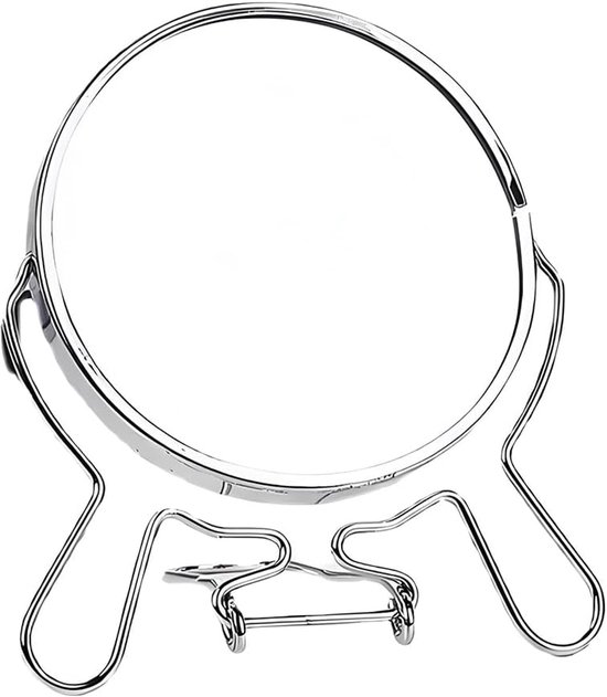 MIRRORVANA 15x vergrotende make-upspiegel dubbelzijdig 15x/1x - kleine vrijstaande kaptafelspiegel voor make-up en badkamer, 15 cm breed 17 cm hoog, chroom