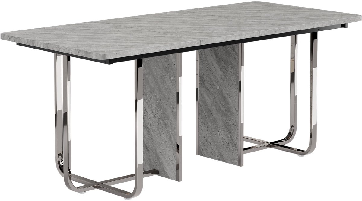 Merax Eettafel 180x80 cm Rechthoekige Grijze Tafel Met Metalen Poten Voor 6 Personen