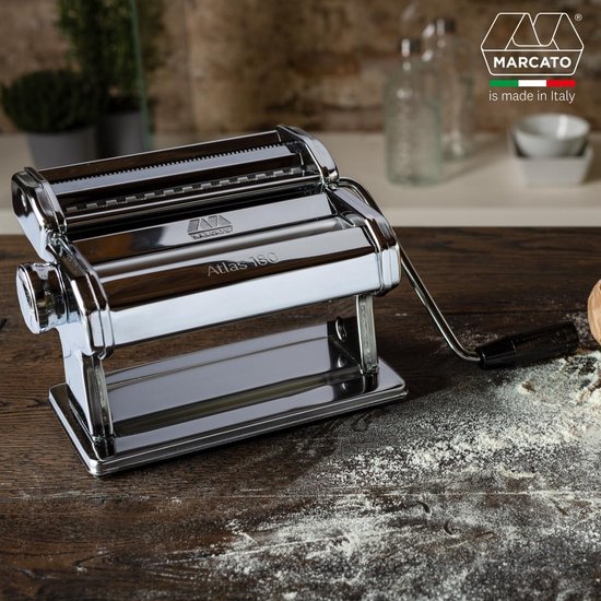Atlas 180 Classic Manual Pasta Machine for Pasta Sheets Chrome Plated Steel Silver van Atlas — afbeelding 4