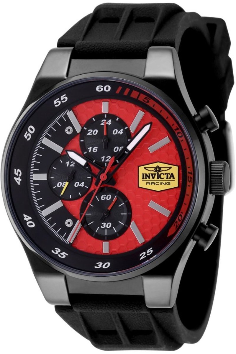 Invicta Racing 48877 Heren Horloge - Waterdicht - Analoog - Quartz Uurwerk - Roestvrij Staal met rode Wijzerplaat - 44mm