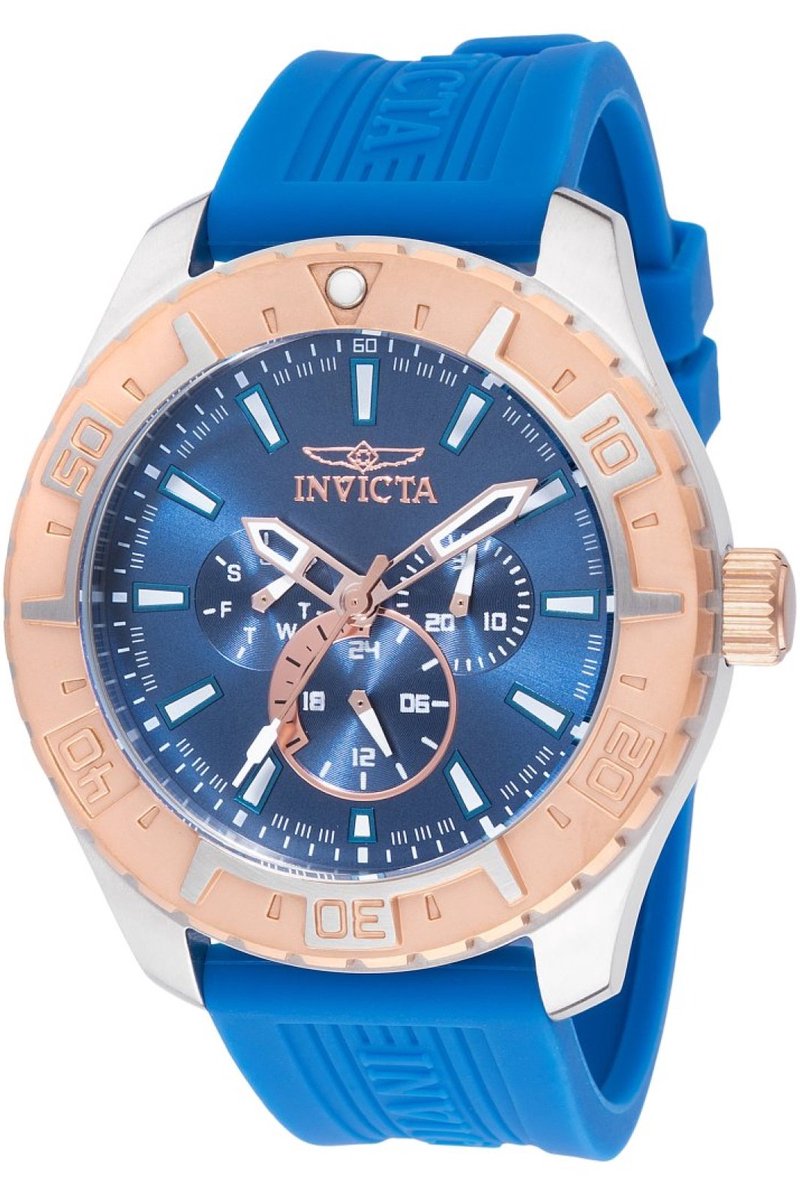 Invicta Aviator 45750 Heren Horloge - Waterdicht - Analoog - Quartz Uurwerk - Roestvrij Staal met blauwe Wijzerplaat - 49mm