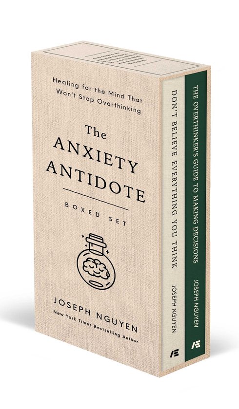 De 'The Anxiety Antidote' box set met 'Don't Believe Everything You Think' en 'The Overthinker's Guide to Making Decisions' door Joseph Nguyen.