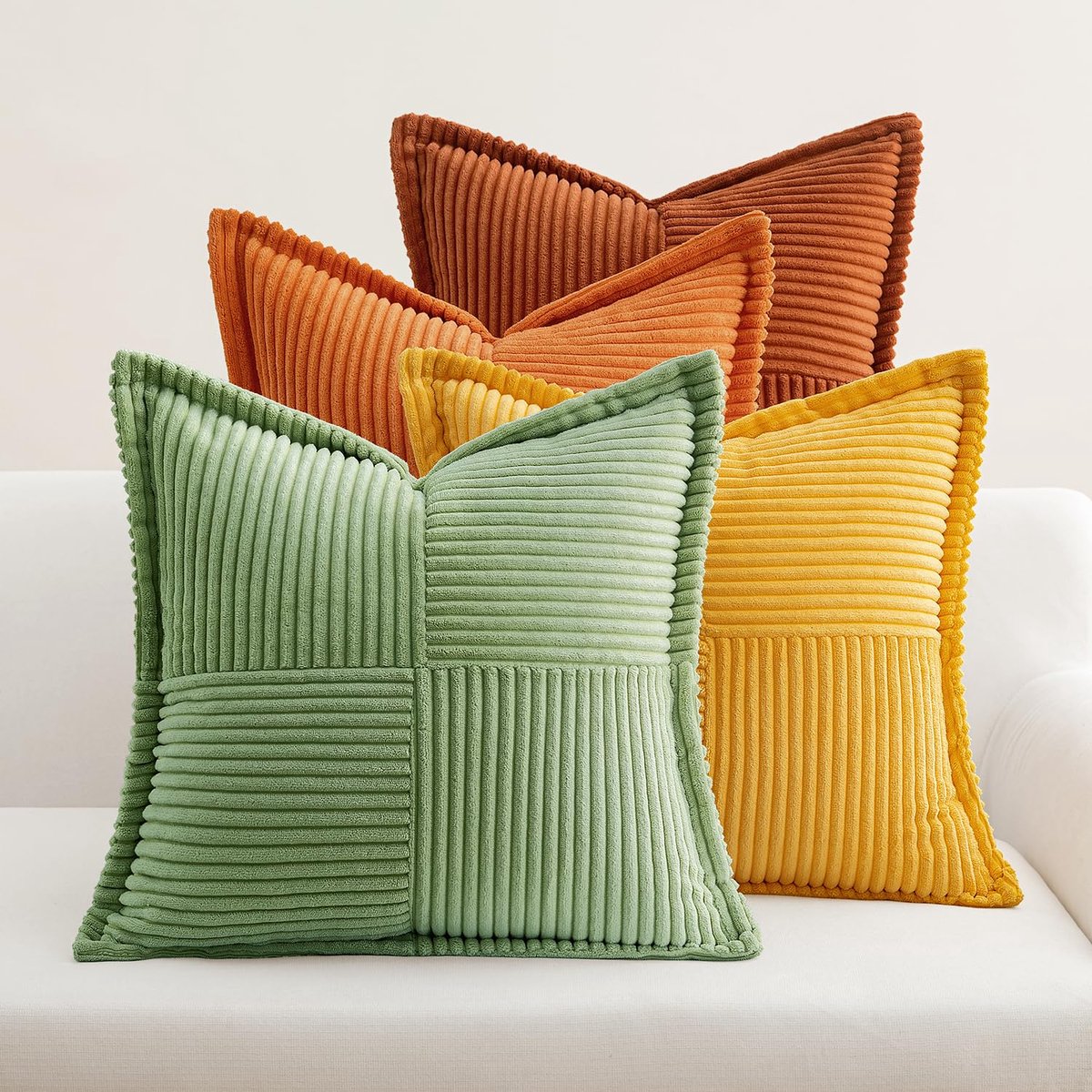 Ibenzoa Corduroy Sierkussenslopen Set van 4 voor Stijlvolle Woonkamer en Slaapkamer Decoratie kleurijk