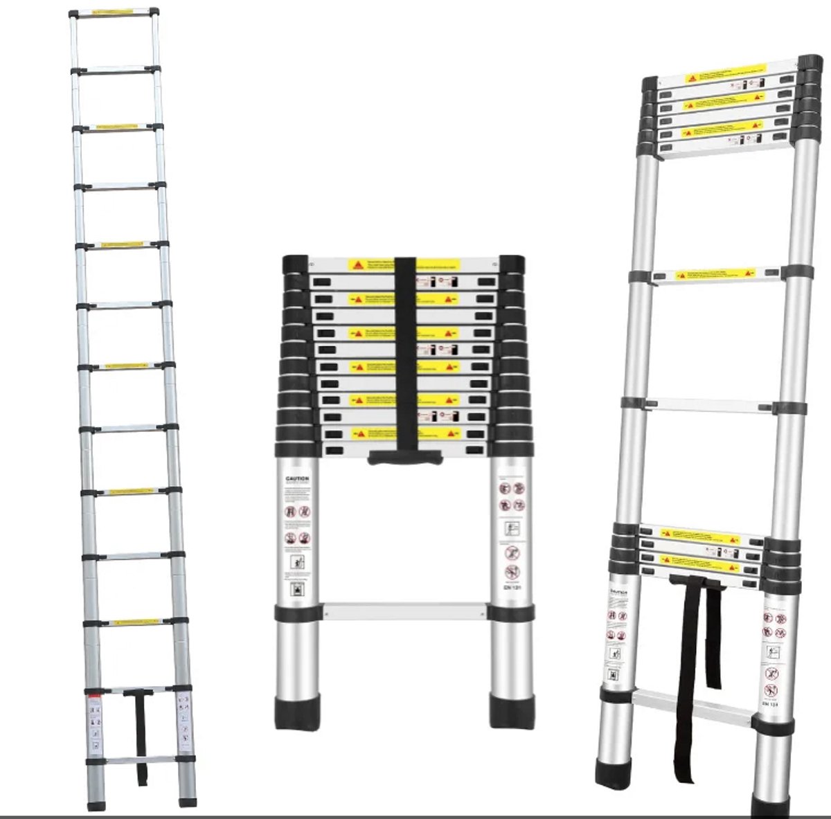 HMWR Aluminium telescopische ladder met antislip voet - 3,8M