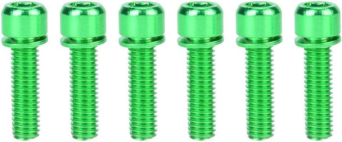 Allecto Plus - 6 stuks Fiets stuurpenbouten M5/x25 Magneet Staal Bevestigingsschroeven Met Ringen Voor Mountainbike Remklauw Fietsen MTB
