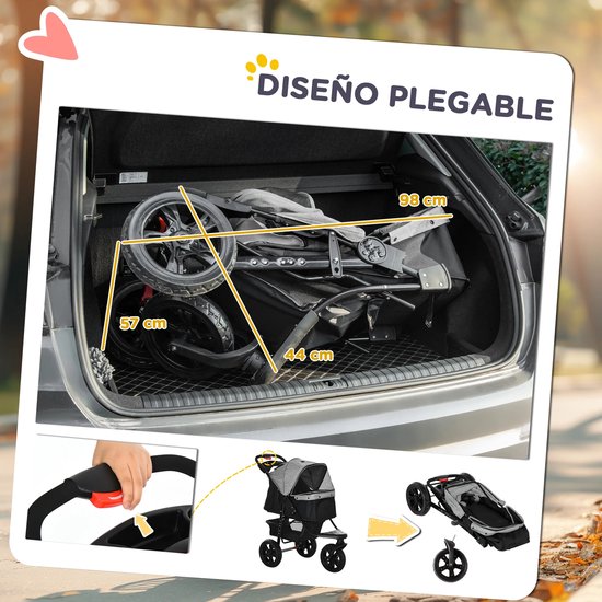 Homewell Huisdierenbuggy, hondenwagen, opvouwbaar, met bekerhouder