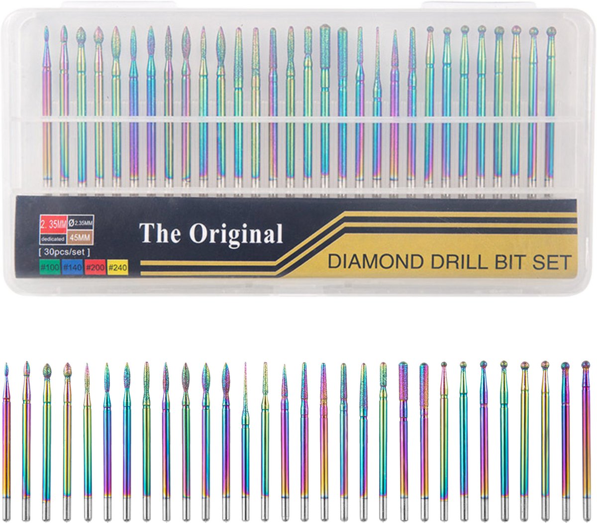 YUBBI Bitjes Nagelfrees Opzetstukken - 30 stuks - Nagelvijl Bitjes - Nagelfrees Diamond - Nagelbitjes - Bitjes voor Electrische Nagelvijl - Rainbow
