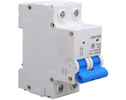 Allecto Plus - DC Miniature Stroomonderbreker 2 Polen 125 Ampère voor Zonnepaneel Systeem DIN Rail Montage Hoge Stroom (63A)