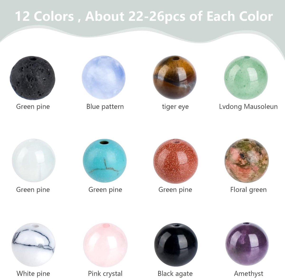 Set van 24 kleuren om zelf sieraden te maken, 1073, natuurvorm, edelsteenkralen met gat, 5-7 mm stenen kralen voor doe-het-zelf sieraden, armbanden, kettingen en oorbellen, knutselen, natuurstenen