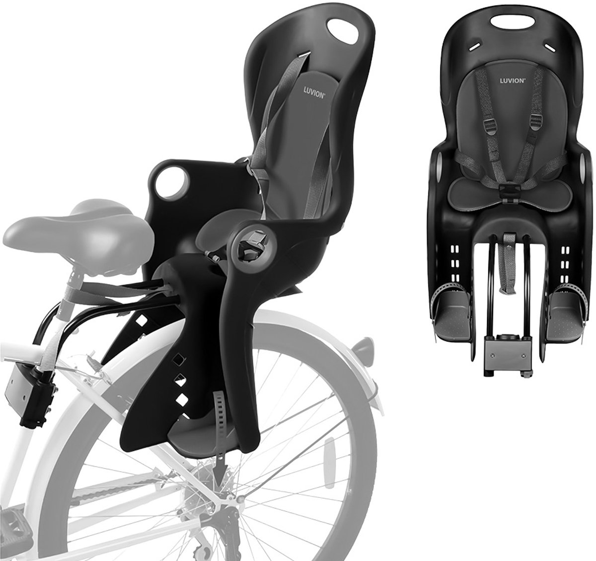 LUVION® Fietsstoel Shadow Black - Fietstoeltje achter - Achterzitje - Zwart thumbnail 2