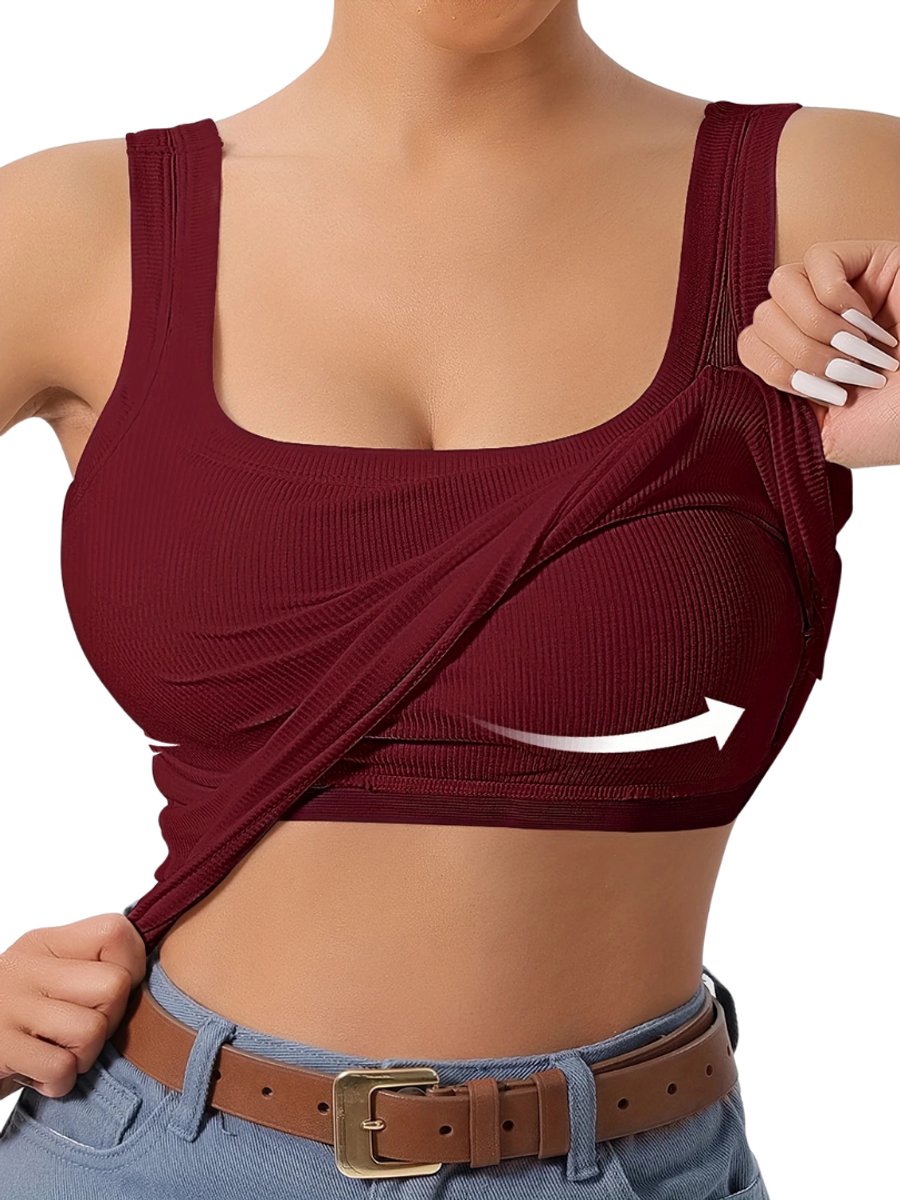 Bovista Open Rug Top Backless Body Jurk Shirt Bordeauxrood