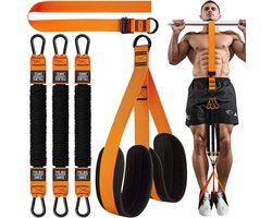 1 artikel - Pull-Up Assist Band - Heavy Duty Pull-Up Bar Resistance Band - 225 lb Heavy Duty Resistance Band - met voetsteun - Verstelbaar gewicht/maat - Krachttraining Pull-Up Assist Band - Oranje - voor krachttraining fitnessapparatuur