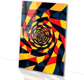 Kleurrijke abstracte spiraalvormen - Spiraal schilderij op glas - Muurdecoratie glas patronen - Psychedelisch - Acrylaat - Decoratie op glas - Glasschilderij 70x105 cm