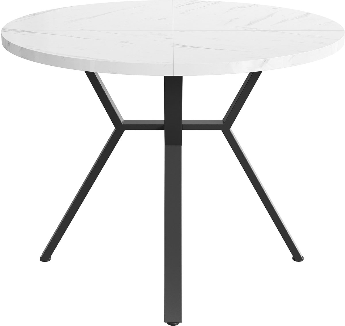 SINGULARITY Eettafel - Rond (diameter 1 meter) - Metalen Ondersteuning - Zwarte X Vorm - Stabiel en Duurzaam