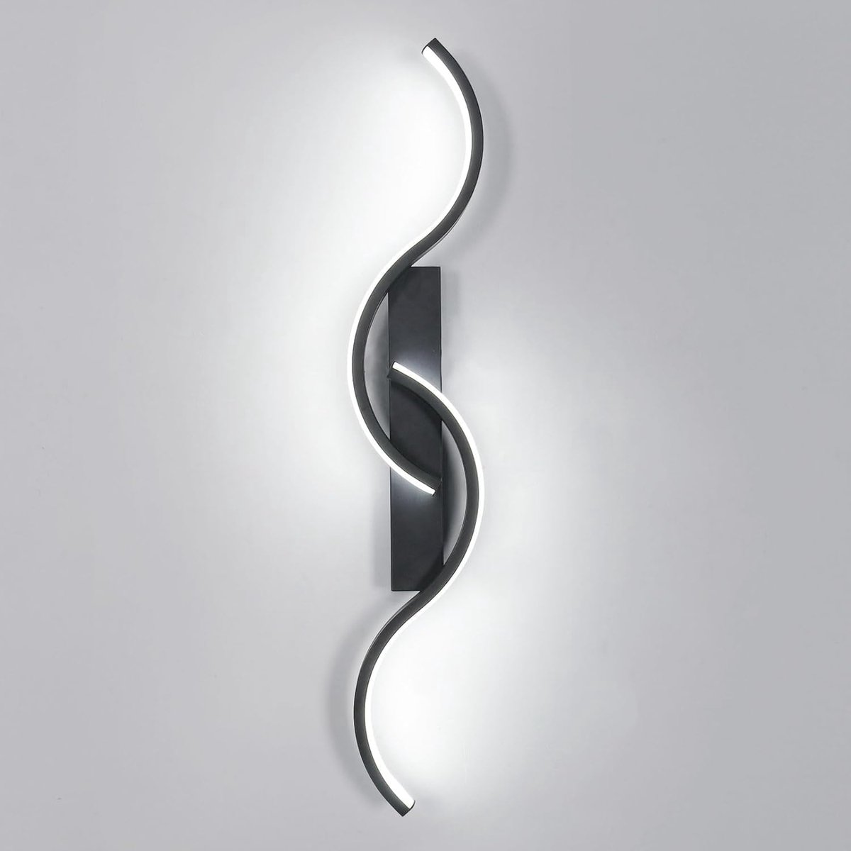 Haobosic - LED-wandlamp voor binnen, moderne decoratieve wandlamp 60 cm, zwarte aluminium LED-wandlamp voor woonkamer, 6500K koelwit licht