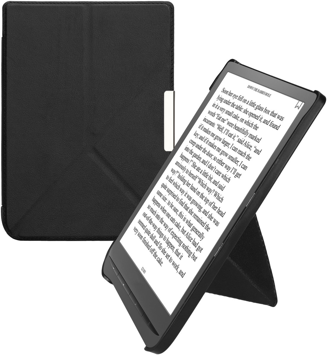 kwmobile e-reader hoesje geschikt voor Pocketbook InkPad 3 / 3 Pro / Color / Vivlio InkPad 3 hoes - Ereader flip case met standaard - E reader cover van kunstleer - In zwart