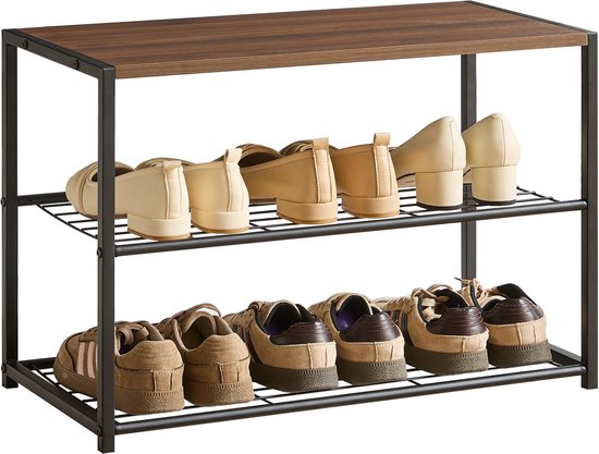63 x 30 x 43 cm – Metaal en Hout – Schoenen Organizer – Zwart