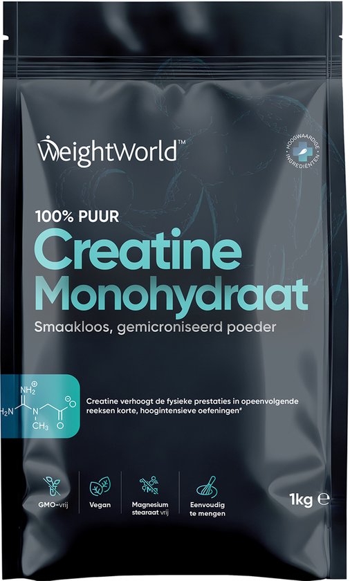 WeightWorld Creatine poeder - 1 kg - Puur creatine monohydraat - 330 doseringen voor 11 maanden