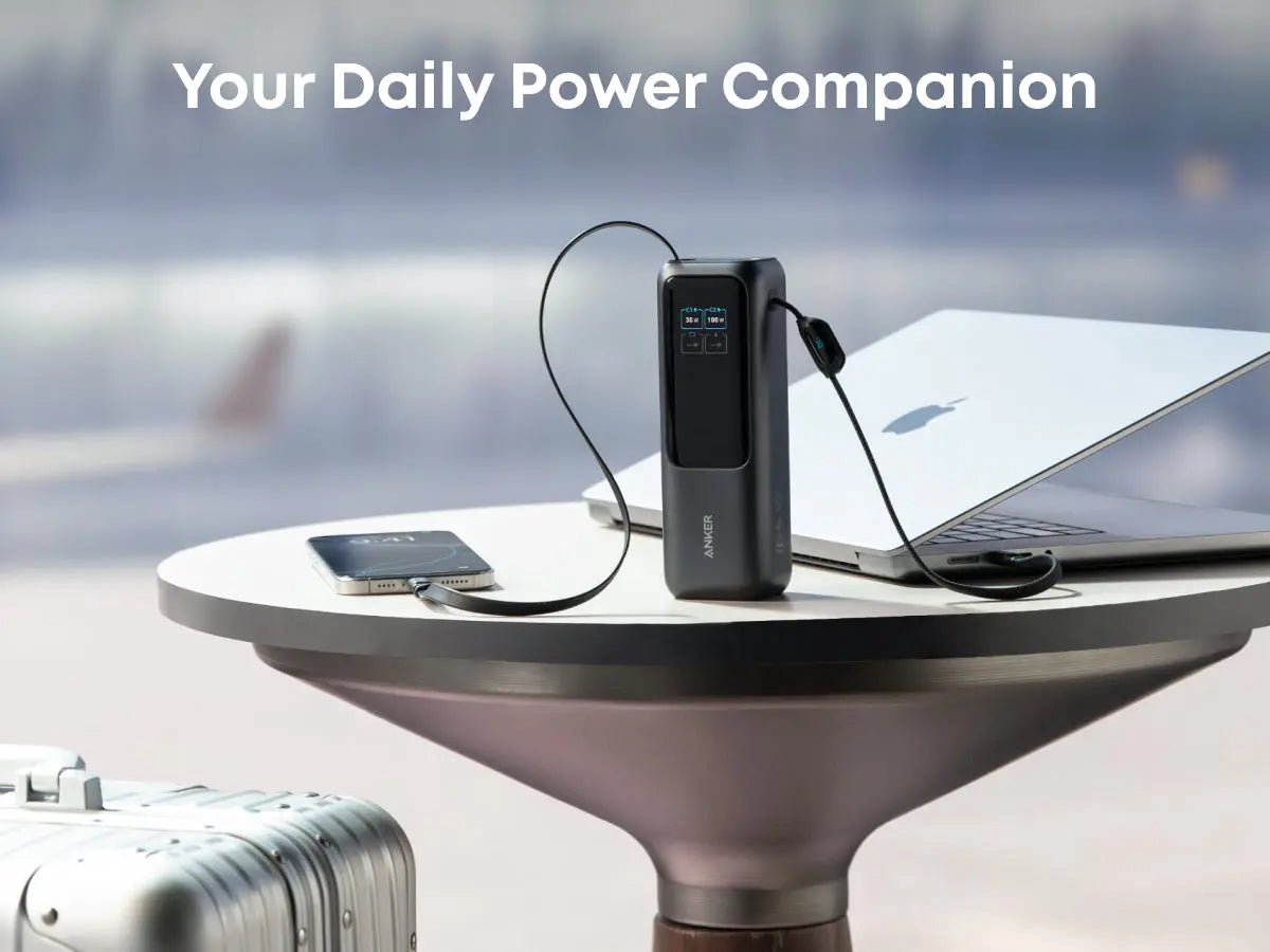 Afbeelding 2 van Anker PowerCore 25K Powerbank 25.000mAh - 165W - 3x 100W USB-C Poorten - Zwart - Ingebouwde Intrekbare Kabels - Real-Time Smart Display - Vliegtuigvriendelijk Ontwerp