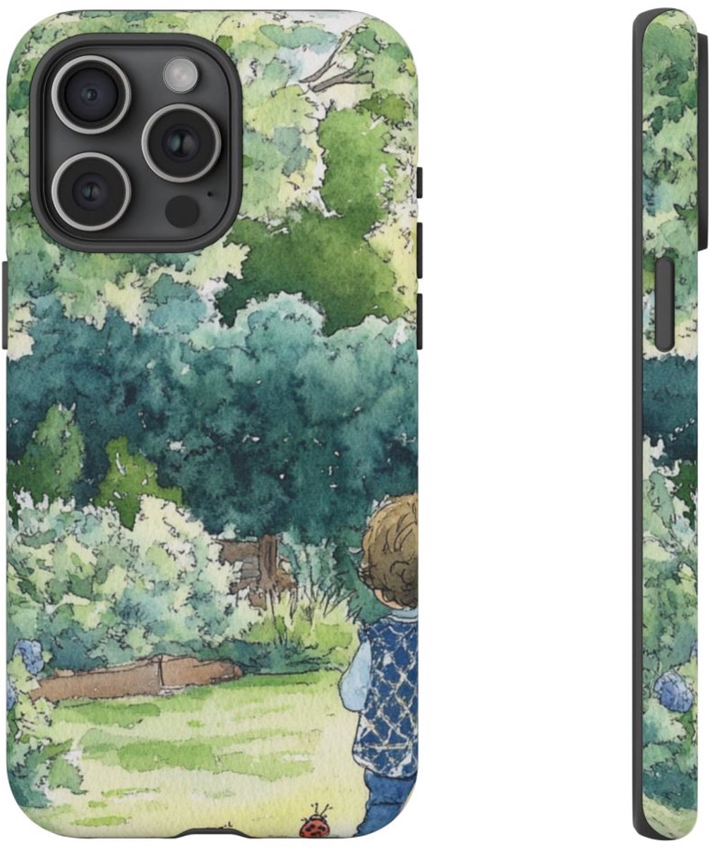 Kind in Tuin Aquarel – Telefoonhoesje Geschikt voor iPhone 15 Pro Max