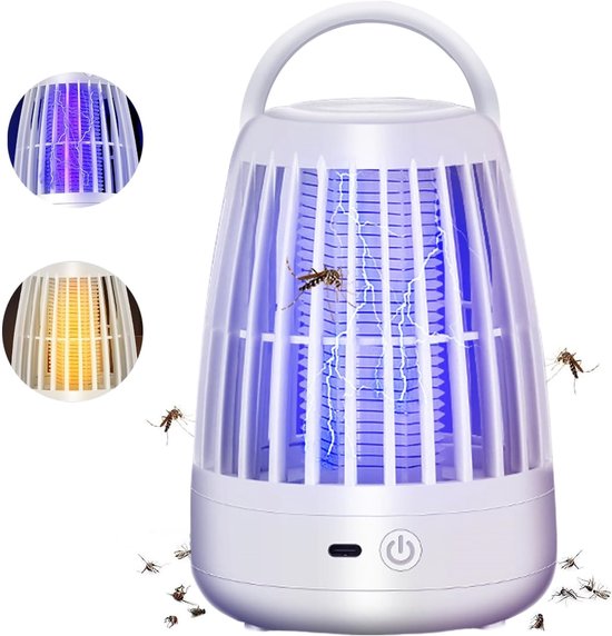 Lampe Anti-moustiques UV Rechargeable - Tueur D'insectes électrique 360°, Sans Produits Chimiques - Pour Intérieur, Extérieur, Jardin, Camping - 5