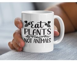 Eet Planten Mok, Veganistisch Cadeau, Dierenrechten, Bijen Ontwerp, Milieubewust, Natuur Liefhebber, Duurzame Levensstijl