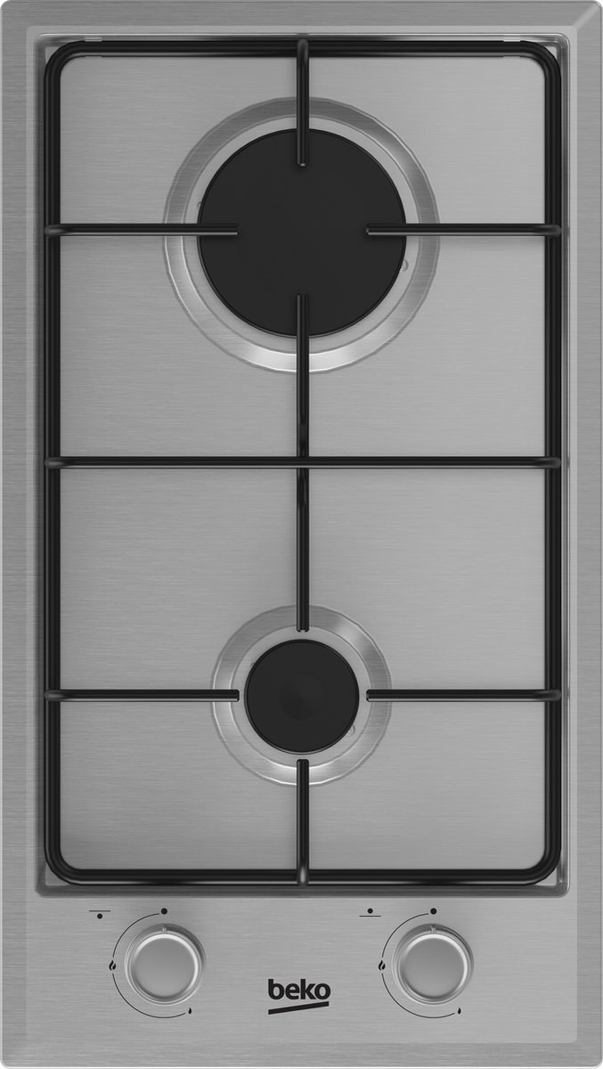 gas domino 30cm 2 RVS branders - beko - HDCG32220FX