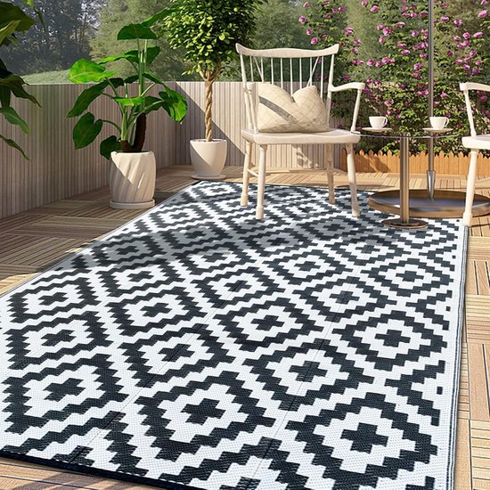 Tapis de jardin imperméable et léger - 180 x 270 cm - Protection UV - Facile à nettoyer - Pour extérieur et intérieur - Idéal pour pique-nique, plage, BBQ