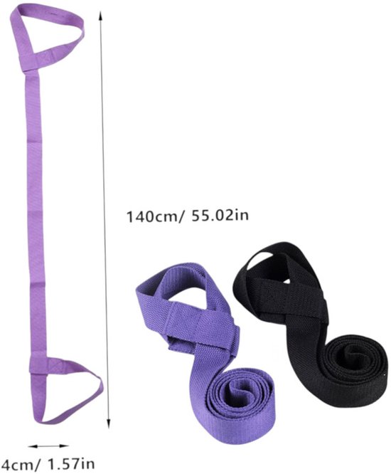 2 stuks - Yogamat draagriemen - Zwart + paars - Verstelbare en draagbare schouderbanden voor yogamatten - Handige opbergriem voor fitness- en sportaccessoires - Lichtgewicht en multifunctioneel ontwerp — afbeelding 5