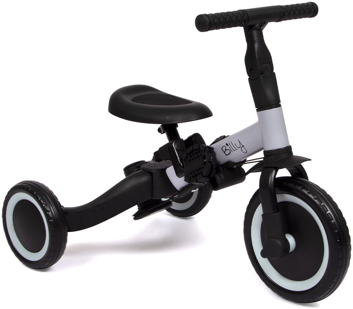 Billy 4 in1 Driewieler met duwstang - Loopfiets - Kinderfiets - Balance Bike - Gio - Zwart-Grijs — afbeelding 9