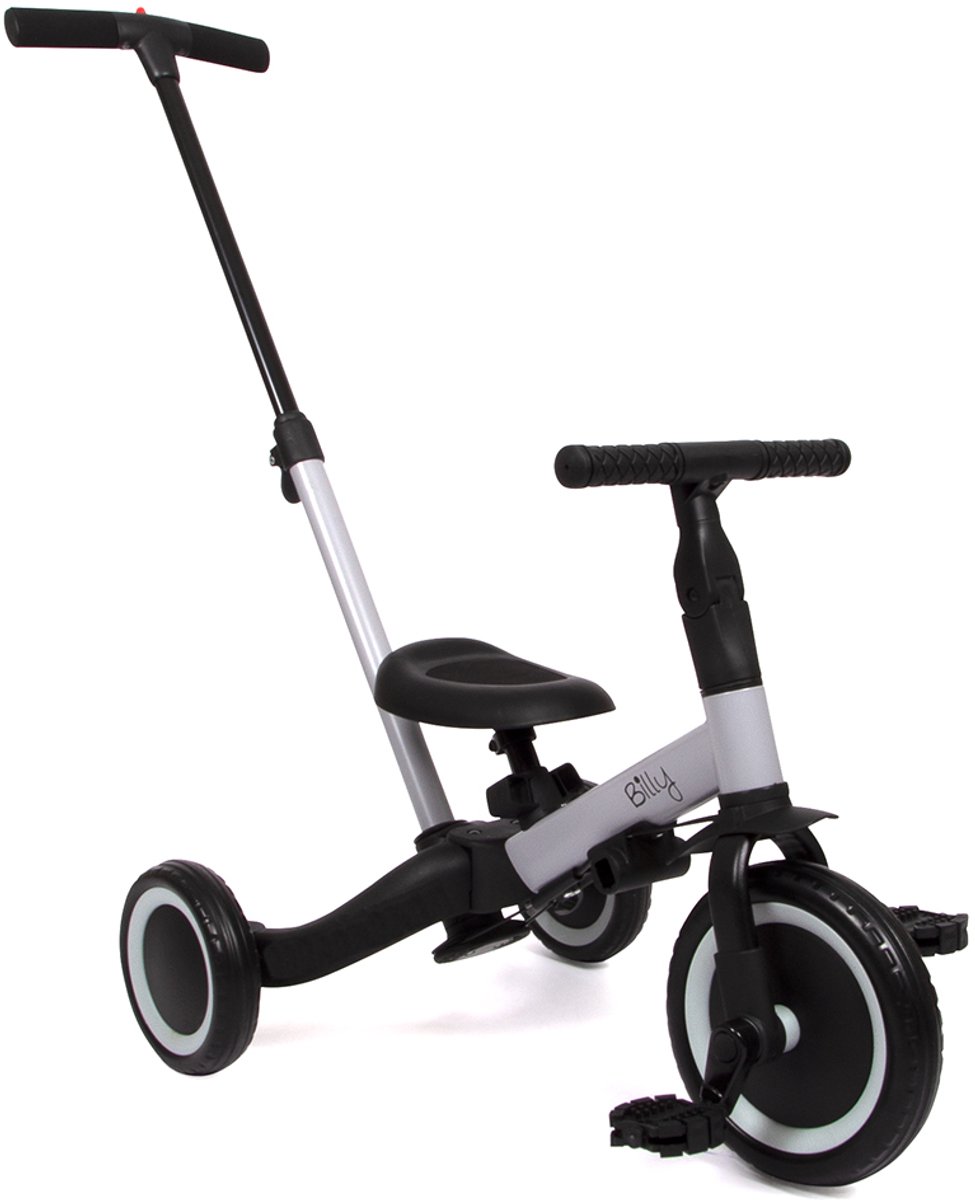 Billy 4 in1 Driewieler met duwstang - Loopfiets - Kinderfiets - Balance Bike - Gio - Zwart-Grijs — afbeelding 7
