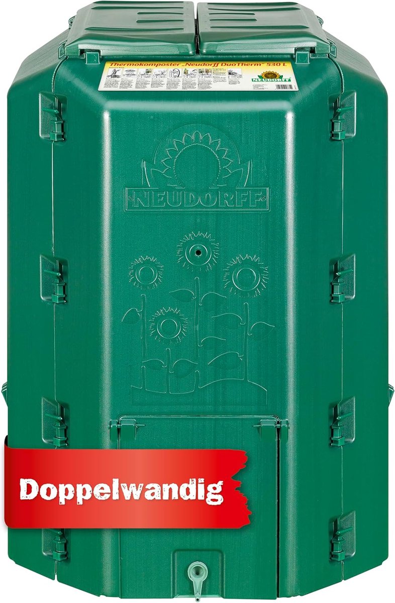 DuoTherm 530 liter thermische compostbak - Weerbestendige en UV-bestendige compostbak van gerecycled plastic voor snelle compostering van tuin- en keukenafval