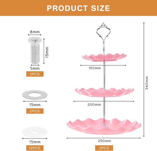 Nuptio Houten Dienblad met 2 Niveaus Taartstandaard Afternoon Tea Stands, Rustieke Taartstandaards Boerderij Dienblad Standaard Zoete Standaard voor Bruiloft Verjaardag Kerst Halloween Party