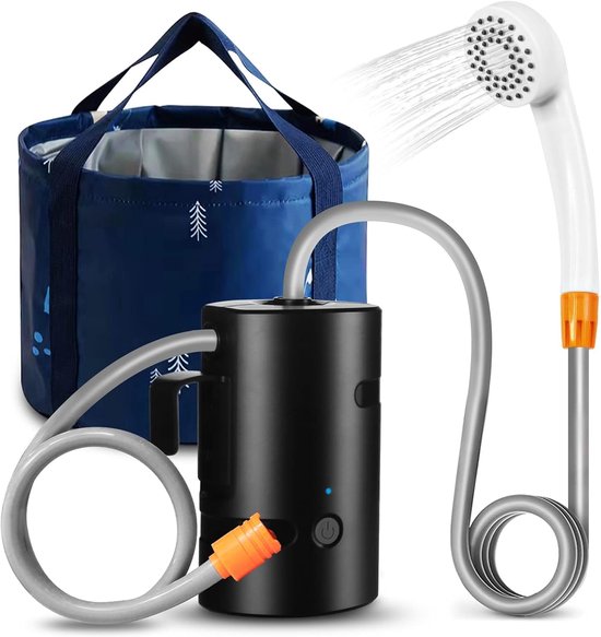 koopsmate Draagbare buitendouche, 4400 mAh batterij, ledlicht, lichte en eenvoudig te bedienen campingdouche, sterke spray voor kamperen, wandelen, strandspelen, ideale keuze voor outdoorliefhebbers