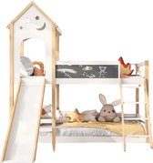 Bol.com Luxe stapelbed Valora voor kinderen - Met glijbaan - 90x200 cm - 2 kinderbedden - Met Hoektrap valbeveiliging en raam - ... aanbieding