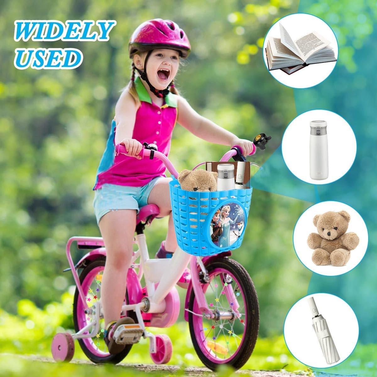 Ibenzoa® Fietsstuurmand voor kinderen met kleurrijke accessoires en bel voor fietsplezier