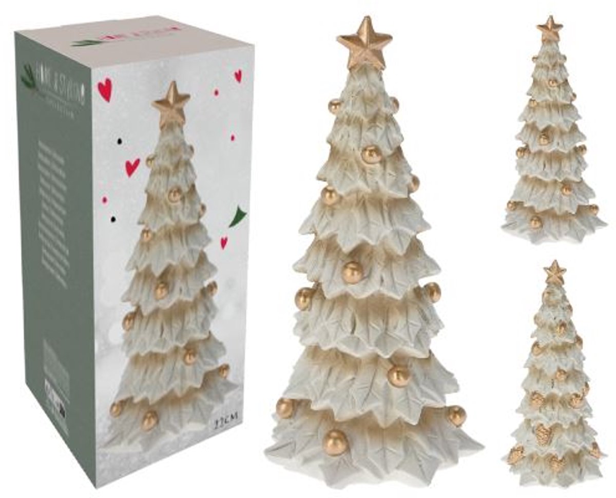 Denneboom creme 10x10x22 cm 2as