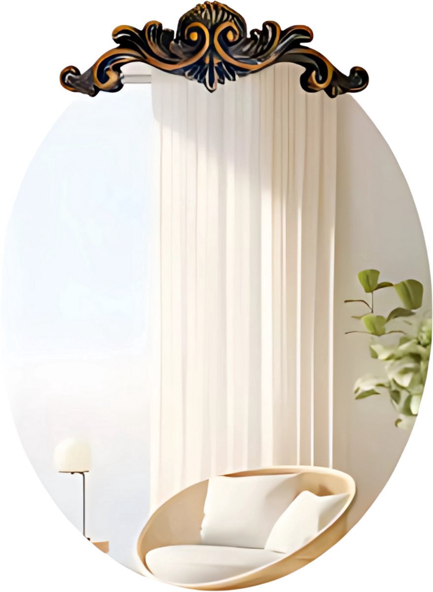 Happiq Ovale Badkamerspiegel Milano Dublin - 70cm - Spiegel voor badkamer Messing goud