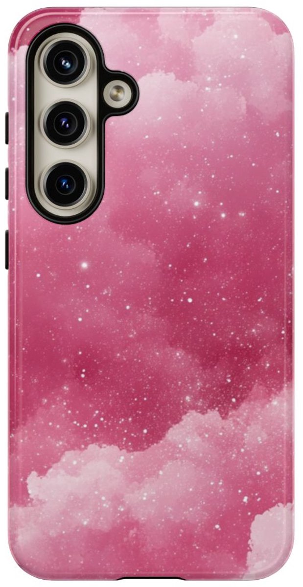 Roze Glitterwolkenstructuur – Telefoonhoesje Geschikt voor Samsung Galaxy S24