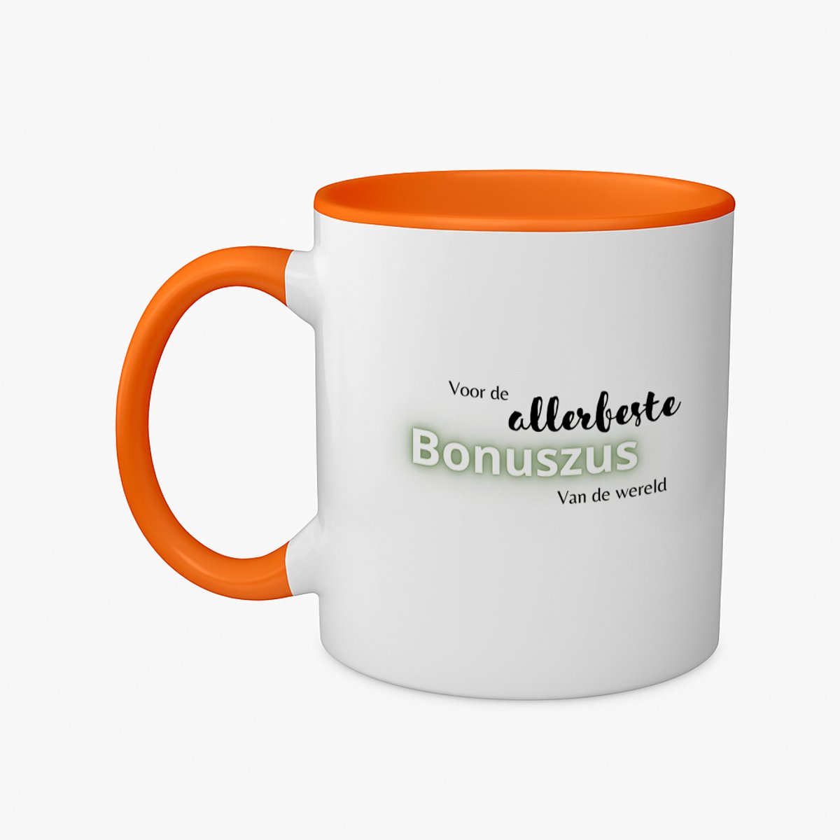 Hacebo® - voor de allerbeste bonuszus van de wereld koffiebeker oranje - de beste bonuszus - thee mok - koffie beker - verjaardagscadeau - verjaardag - cadeau - cadeautje voor zus - zus artikelen - kado - koffiemok - 350 ML inhoud