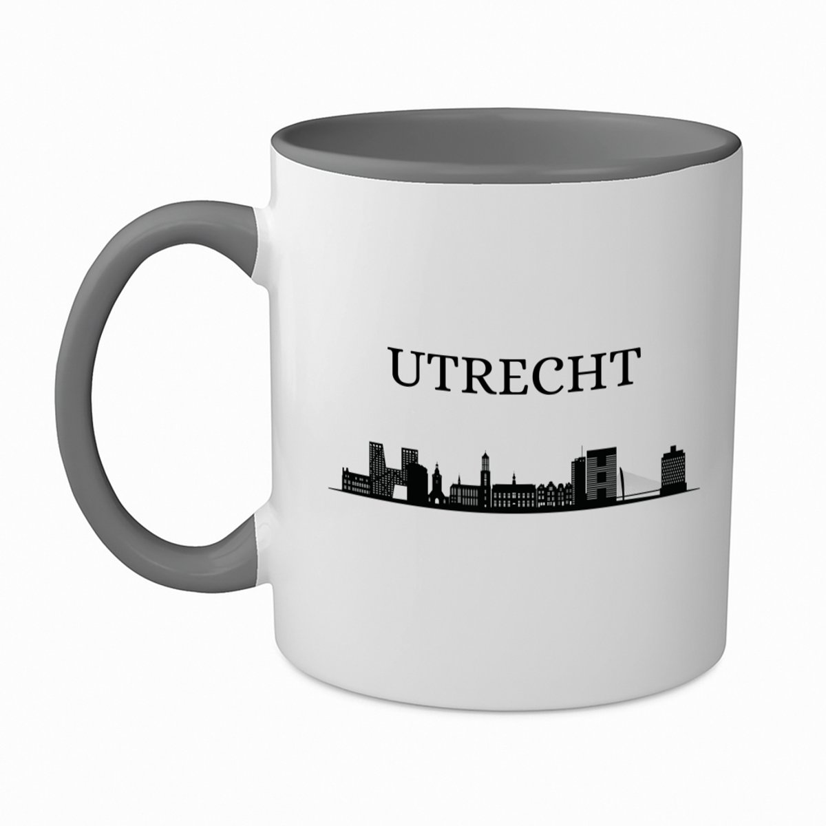 Hacebo® - Utrecht koffiebeker grijs - Utrecht - toeristen - thee mok - koffie beker - stad - geschenk - cadeau - kado - koffiemok - 350 ML inhoud