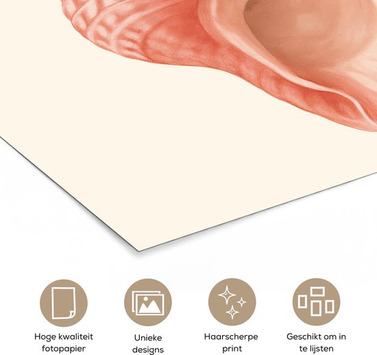 Poster 100x100 cm - Coquillage - Rose - Structure - Posters - Décoration de chambre - Décoration murale salon - Décoration murale chambre XXL