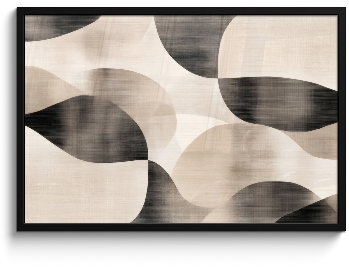 FrameYourWall Poster in lijst - Fotolijst 90x60 cm - Posters - Grillige vormen - Subtiele overgangen - Dynamisch - Posterlijst zwart - Decoratie - Wanddecoratie woonkamer - Muurdecoratie slaapkamer vormen - Dynamisch