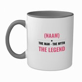 Hacebo® - the man the myth the legend met je eigen naam koffiebeker grijs - iemand die een legend is - thee mok - koffie beker - de man - myth - mythe - legendarisch - verjaardagscadeau - verjaardag - cadeau - koffiemok - 350 ML inhoud